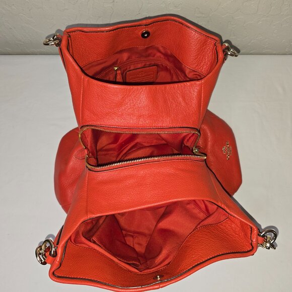 Coach Madison Phoebe Tomato Red Pebbled Leather 3 Compartment Hobo Bag F35723 - Picture 8 of 15